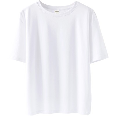 棉质夏季净版宽松短袖t恤女白色