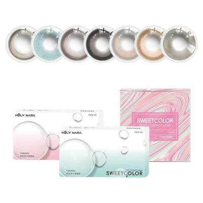 SweetColor月抛1片含硅美瞳山茶玫瑰水墨铃兰自然电眼感隐形眼镜