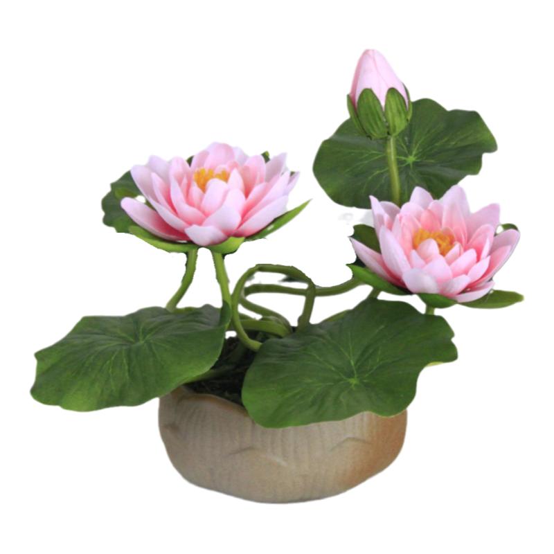 仿真小荷花摆件桌面佛前供佛绢花