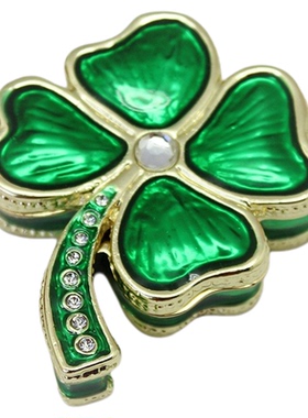 欧式装饰品珐琅彩装饰盒创意家居小摆件合金四叶草戒指耳钉收纳盒