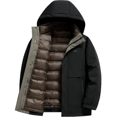 雪中飞连帽内胆可脱卸鹅绒羽绒服