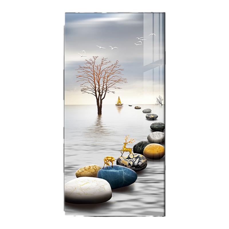 福鹿羽升 简约玄关装饰画现代轻奢高档客厅走廊过道挂画入户壁画
