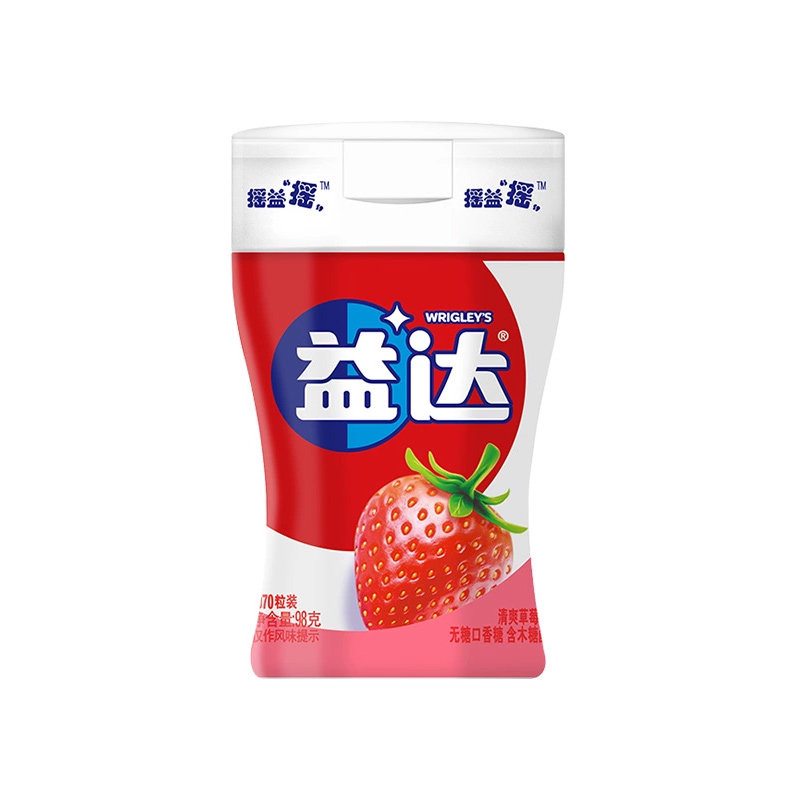 益达无糖口香糖木糖醇70g粒*3瓶98g大瓶装草莓蜜瓜混合味解馋零食
