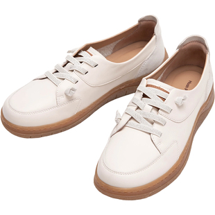 Hush Puppies/暇步士休闲鞋春秋新免系带真皮百搭一脚蹬小白鞋女