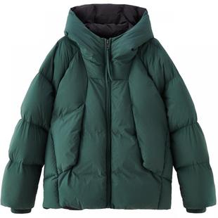 流石男装冬装时尚宽松面包羽绒服2025年冬季新款男士连帽保暖外套