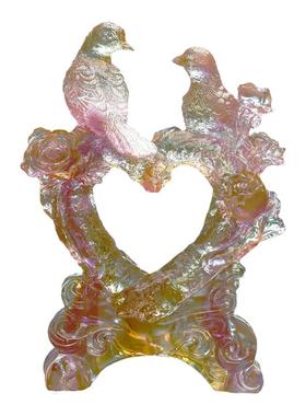 琉璃喜鹊摆件新婚贺礼水晶工艺品