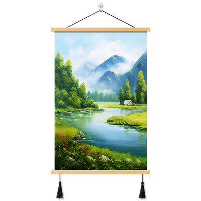 流水生财入户进门装饰画客厅挂画