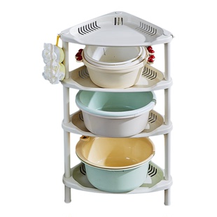 浴室置物架小三角架迷你卫生间塑料墙角脸盆收纳洗衣液水桶架落地