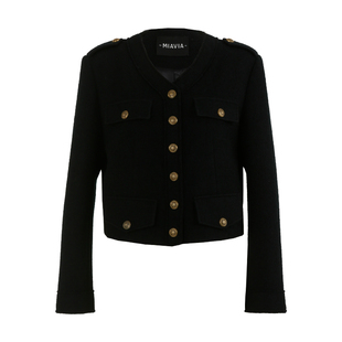 婉甸暖瓷白短款呢料外套合体型开襟MBD1O02DZX