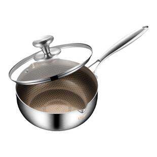 龙兴宝富钛盾无涂层雪平锅不粘宝宝辅食汤奶锅316L不锈钢抗菌锅