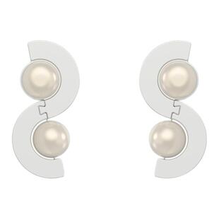 【初八发货】DOVETAIL联珠经典925银镀白金天然珍珠耳饰