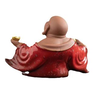 陶瓷招财弥勒佛茶宠摆件客厅茶室紫砂如意元宝大肚笑佛桌面装饰品