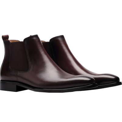 切尔西靴橡胶底男靴真皮牛皮内里