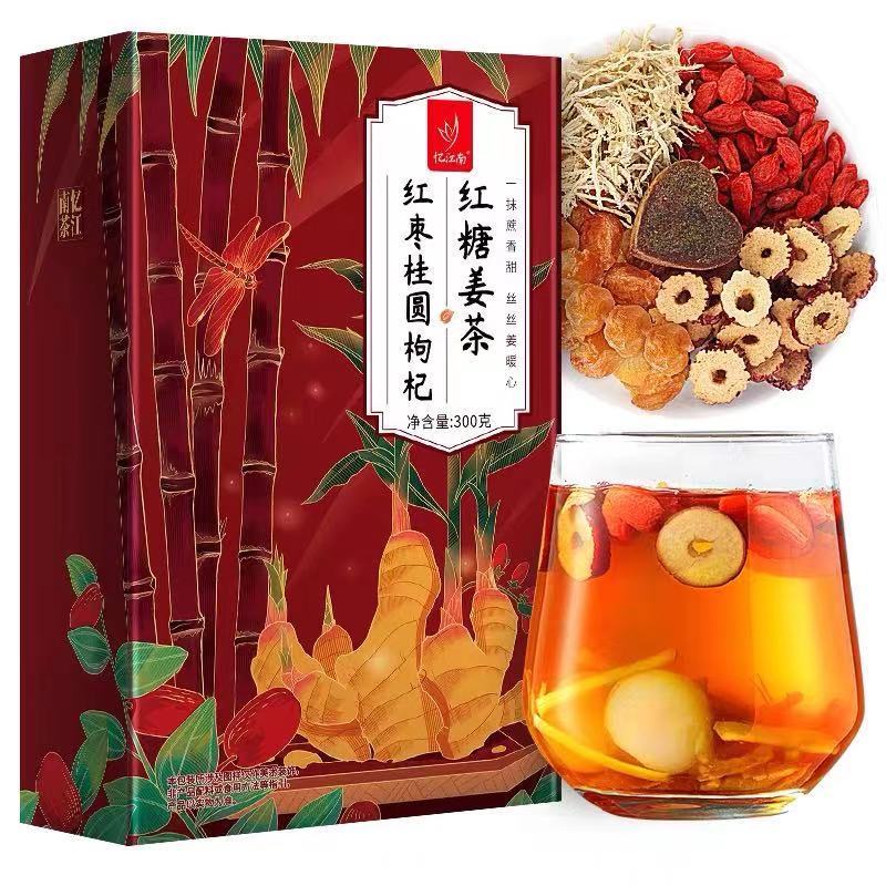 忆江南红糖姜茶大姨妈红枣桂圆枸杞茶红枣黑糖姜丝气血姜糖姜枣茶