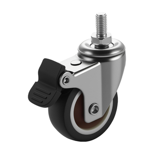 丝杆脚轮万向轮螺纹滚轮1.5寸2寸M8M10M12手推车滑轮静音刹车轱辘