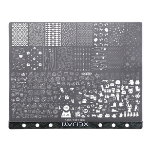 爆款美甲大款印花钢板卡通字母猫多类型指甲转印钢板美甲工具