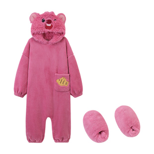 珊瑚绒loopy海狸连帽睡衣女冬季加厚连体服保暖加大码搞怪家居服