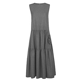 sdeer圣迪奥女装25年新品时尚圆领钉珠毛呢无袖连衣裙S254Z1203