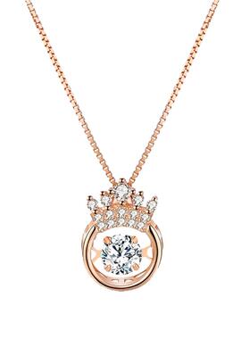 纯银跳动的心皇冠项链情人节礼物