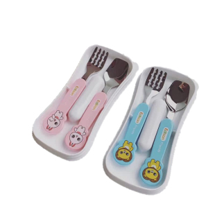 韩国爱迪生edison不锈钢叉勺套装筷子叉子宝宝餐具训练勺