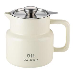 onlycook奶油风陶瓷滤油壶厨房不锈钢过滤油渣储油罐大容量装油瓶