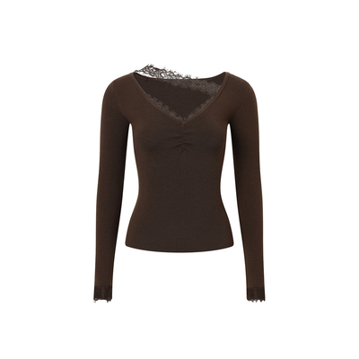 CNLEEWEI蕾丝拼接上衣不规则半裙