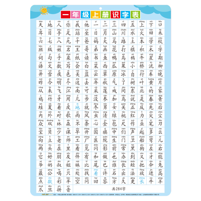 【老师推荐】一年级识字表挂图