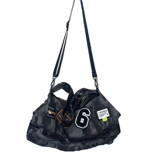 iPinee时尚女包复古牛仔大拉链单肩包个性布贴斜挎包大容量旅行包