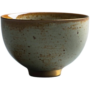 不单典雅粗陶茶杯柴烧窑变个人杯陶瓷单杯主人杯功夫茶具品茗杯