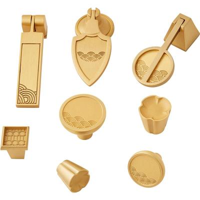 新中式单孔金色轻奢纯黄铜吊坠实