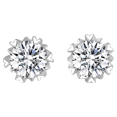 雪花18K镀金高碳防过敏钻石耳钉