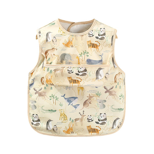 夏季无袖宝宝吃饭围兜儿童罩衣防水防脏男女薄款婴幼儿反穿衣护衣
