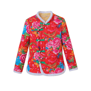 东北大花棉衣加绒加厚棉袄广场舞民族扭秧歌年会聚会抖音演出服