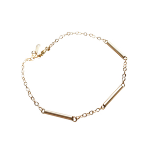 TYUSHA直来直往 美国进口14K注金包金极简个性手链 不褪色防过敏