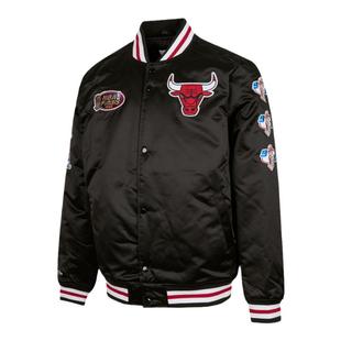 Mitchell&Ness夹克公牛队美式潮流缎面防风保暖棒球服外套男MN