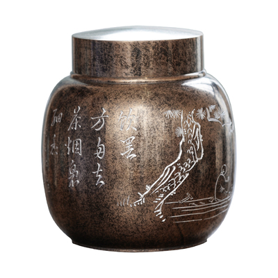 斑锡龙高纯锡手工复古茶叶罐