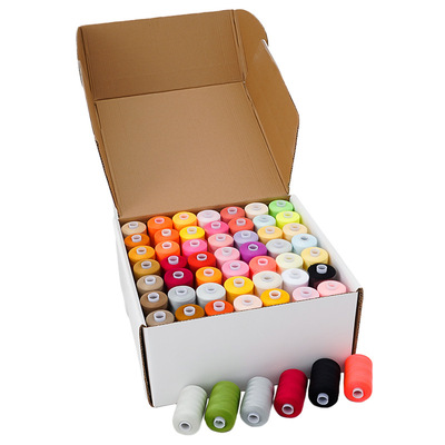 手工DIY定色缝纫线1000码98色盒装手缝线家用402彩色涤纶线组合装