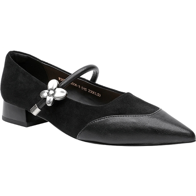 月芽儿法式气质尖头单鞋女2025春季新款浅口玛丽珍鞋一字带软底鞋