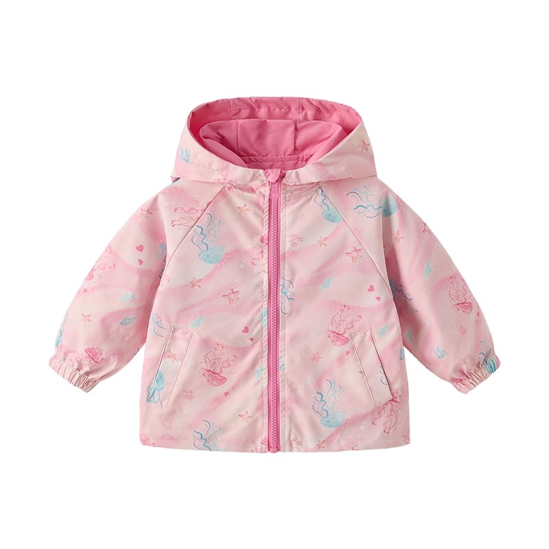 杰里女童新款三防两面穿冲锋衣软壳外套