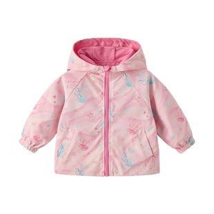 【三防】女童外套春季新款冲锋衣两面穿软壳衣防风儿童男宝宝衣服