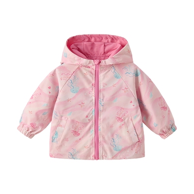 【三防两面穿】杰里女童外套新款冲锋衣儿童软壳衣防风男宝宝春装