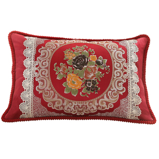 欧式靠垫长方形50x70客厅真皮沙发靠背抱枕布艺套子含芯大号6080