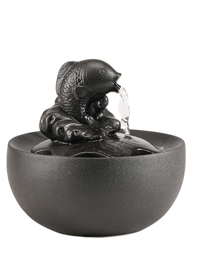 现代简约陶瓷循环流水加湿客厅办公室茶几桌面净化空气装饰小摆件