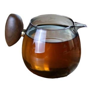 新款280ml鹰嘴木珠把手公道杯 高颜值耐热玻璃茶海日式龙胆分茶器