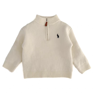 儿童毛衣男加绒一体绒冬季款中小童拉链针织衫外搭宝宝套头衫加厚