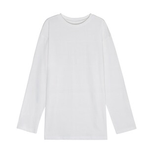 乌七七wu77店铺乌77简约好搭配白色T恤女韩版宽松开叉中长款上衣