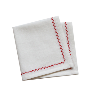 WOOKEN岁序拾光 厚提花棉麻餐巾口布新年圣诞节日氛围感白色绣花