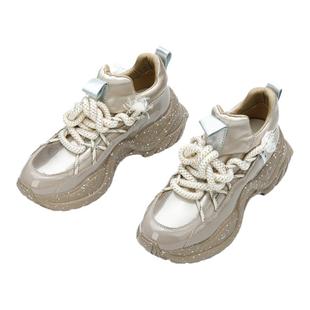 Aquascutum雅格狮丹1851英伦风时尚潮流休闲杏色老爹鞋运动女鞋