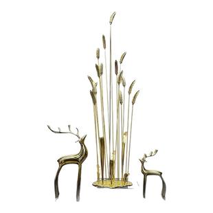 轻奢玄关黄水晶紫水晶麦穗纯铜装饰品客厅书房电视柜酒柜细长摆件