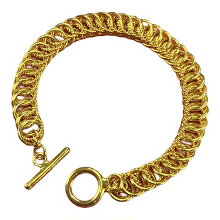 金包银手链999足金足银男开口卡家手串轻奢转运OT扣双层老板厚重